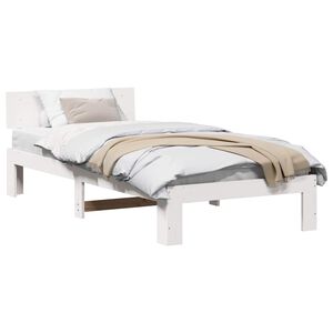 vidaXL Cadru de pat cu headboard Alb 80 x 200 cm Lemn de pin masiv