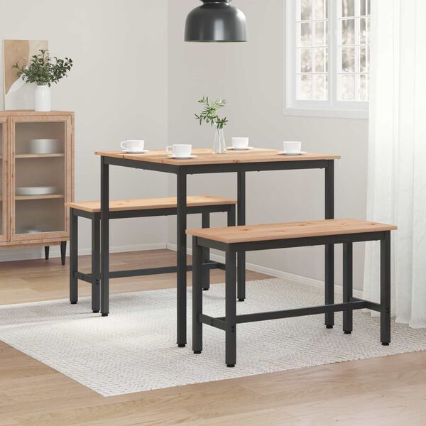 vidaXL Masă de dining natural 80 x 80 x 75 cm Lemn de pin masiv