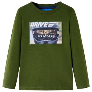 Tricou pentru copii cu m&acirc;neci lungi, kaki &icirc;nchis, 104