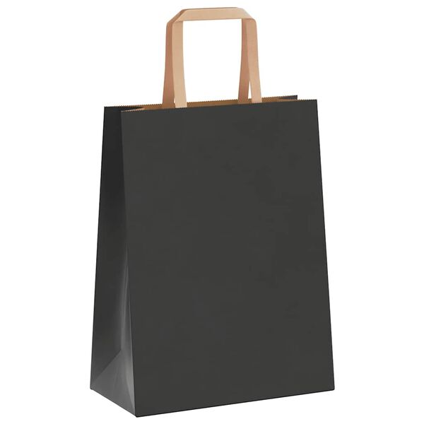 vidaXL Pungi de h&acirc;rtie 50 buc cu m&acirc;nere negre 21x11x28 cm