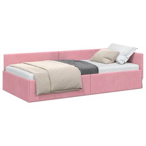 vidaXL Cadru de pat colțar cu headboard Roz 80 cm x 200 cm Catifea