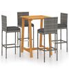 vidaXL Set mobilier de bar de grădină cu perne, 5 piese, gri