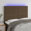 vidaXL Tăblie de pat cu LED, maro &icirc;nchis, 144x5x118/128 cm, textil