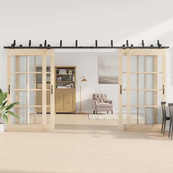 vidaXL Set feronerie pentru uși glisante, negru, 427 cm, oțel