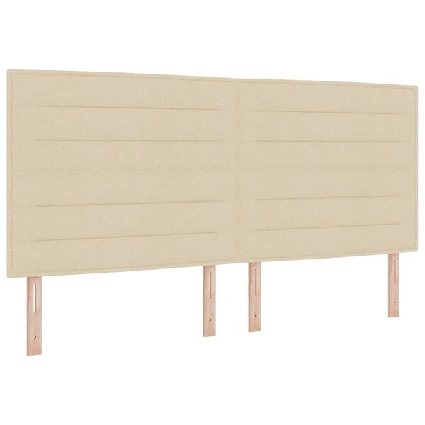 vidaXL Pat cu arcuri cu saltea cu headboard Crem 200 x 200 cm țesătură