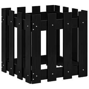 vidaXL Jardinieră grădină design gard negru 40x40x40 cm lemn masiv pin