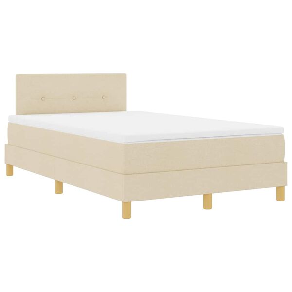 vidaXL Pat cu arcuri cu saltea cu headboard Crem 120 x 200 cm țesătură
