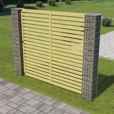 vidaXL Panou gard de grădină cu stâlpi gabion 180x180 cm lemn pin