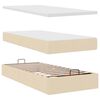 vidaXL Cadru de pat otoman cu saltele crem 200x200cm stofa