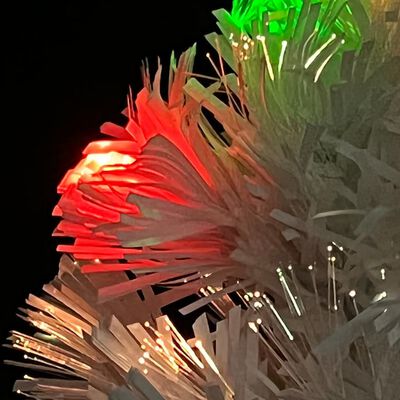 vidaXL Brad de Crăciun artificial cu LED, alb, 64 cm, fibră optică