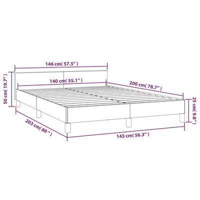 vidaXL Cadru de pat cu tăblie, gri închis, 140x200 cm, catifea