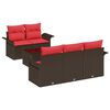 vidaXL Set de canapele pentru grădină 6 buc. Beige și Roșu poliratan