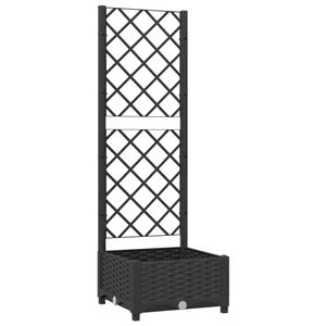 vidaXL Jardinieră de grădină cu spalier, neagră, 40x40x121,5 cm, PP