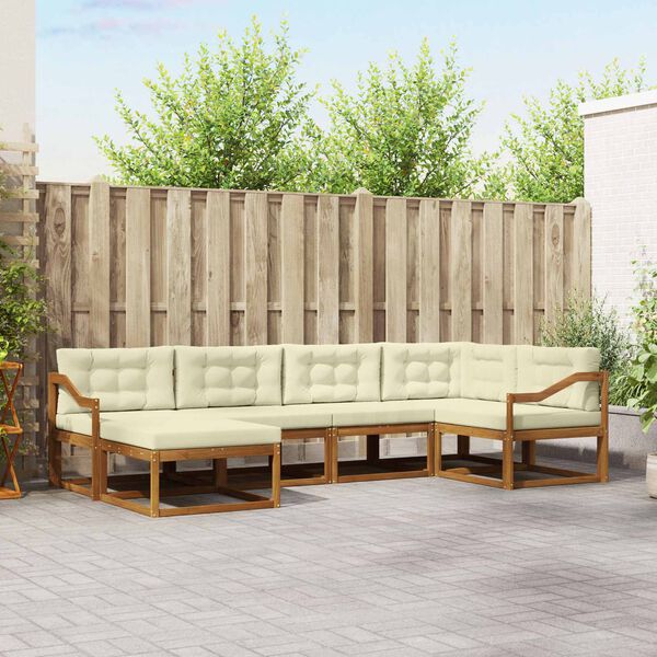 vidaXL Set de canapele de exterior cu pernă 6 pcs Natural și Crem