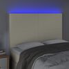 vidaXL Tăblie de pat cu LED, crem, 144x5x118/128 cm, piele ecologică