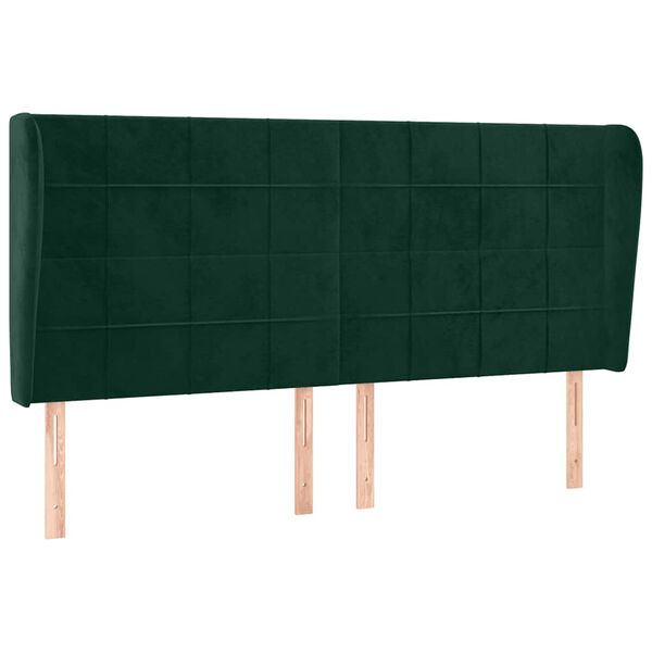 vidaXL Tăblie pat cu aripioare verde &icirc;nchis 163x23x118/128 cm catifea