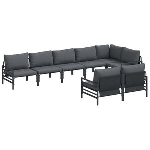 vidaXL Set de canapele pentru grădină 8 buc. Negru Oțel