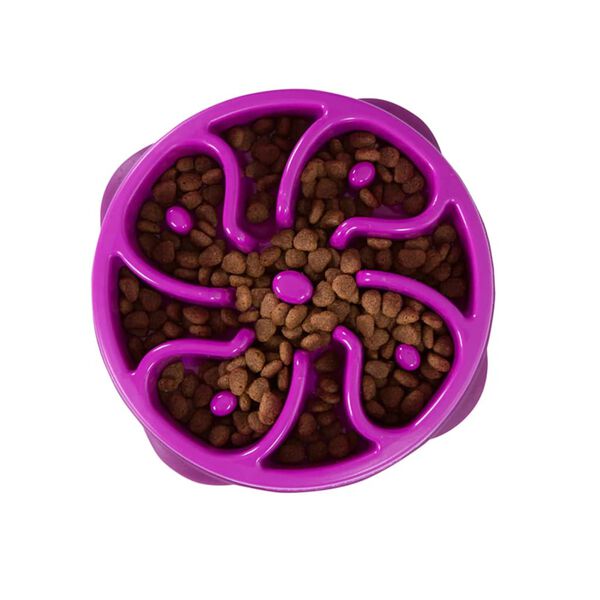 Outward Hound Bol mini de hrănire lentă pentru c&acirc;ini Slo Bowl, violet