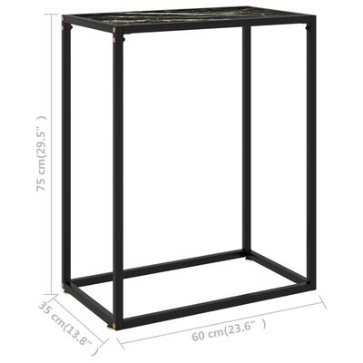vidaXL Masă consolă, negru, 60x35x75 cm, sticlă securizată