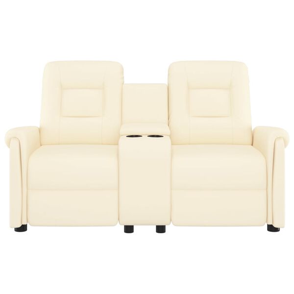 vidaXL Fotoliu masaj rabatabil cu 2 locuri și suport de pahar, crem