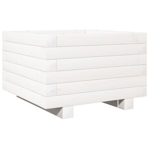 vidaXL Jardinieră de grădină, alb, 40x40x26,5 cm, lemn masiv de pin