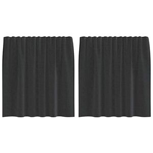 vidaXL Perdele din voile cu tablă 2 buc Negru