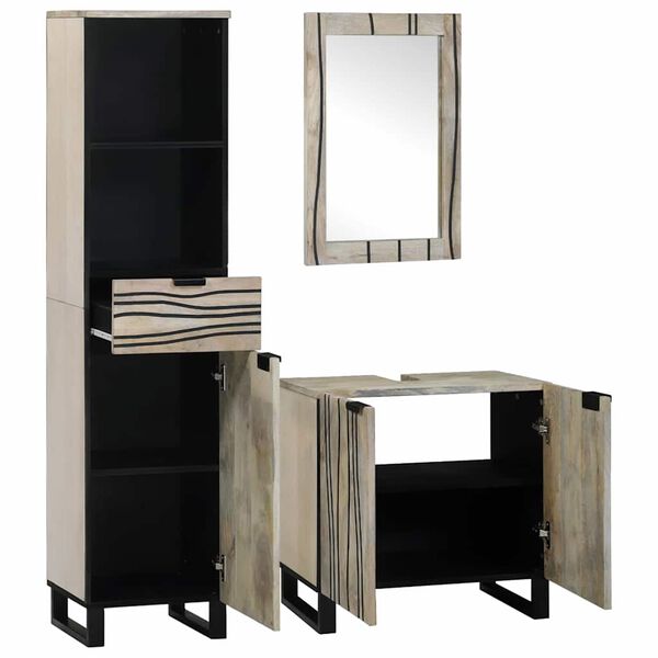 vidaXL Set de mobilier pentru baie cu sertar 3 pcs Alb Lemn compozit