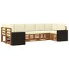 vidaXL Set de canapele de exterior 7 buc. Natural și Crem Poliester