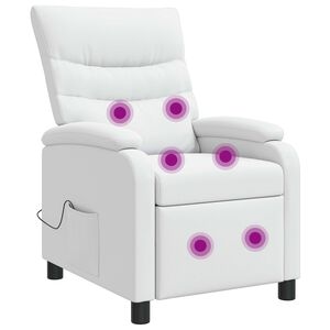 vidaXL Reclinabil cu masaj Alb Piele artificială