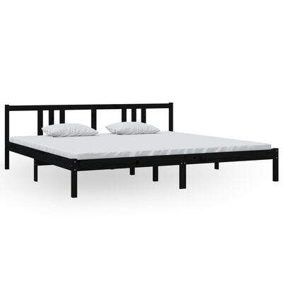 vidaXL Cadru de pat, negru, 200x200 cm, lemn masiv de pin