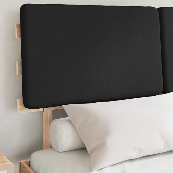 vidaXL Cadru de pat cu tăblie tapițată cu headboard Negru 140 x 190 cm
