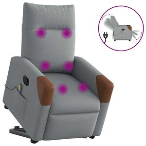 vidaXL Fotoliu electric masaj rabatabil cu ridicare, gri &icirc;nchis textil