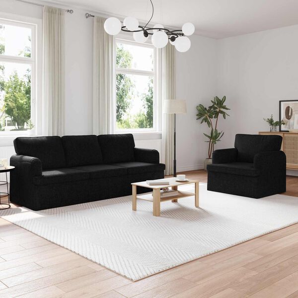 vidaXL Canapea 2 pcs Negru 144 x 80 x 85 cm țesătură