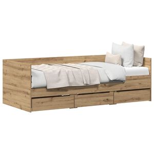 vidaXL Daybed cu sertar Stejar Artizanal 90 x 200 cm Lemn prelucrat