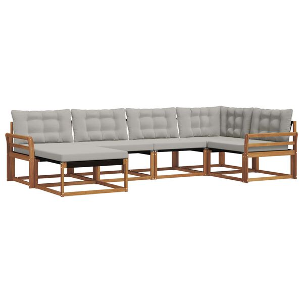 vidaXL Set de canapele de exterior 6 pcs Gri natural și deschis