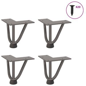 vidaXL Picioare tip agrafă pentru măsuță de cafea, 4 buc., oțel natural, 10 cm, oțel masiv