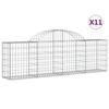 vidaXL Coșuri gabion arcuite 11 buc, 200x30x60/80 cm, fier galvanizat