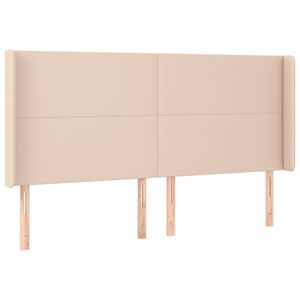 vidaXL Tăblie pat cu aripioare cappuccino 203x16x118/128 cm piele eco