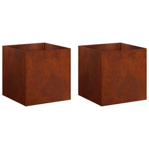 vidaXL Vază pentru Grădină 2 buc. Ruginit 25 x 25 x 25 cm