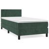 vidaXL Pat box spring cu saltea, verde închis, 100x200 cm, catifea