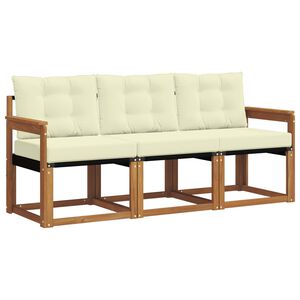 vidaXL Set de canapele de exterior cu pernă 3 pcs Natural și Crem