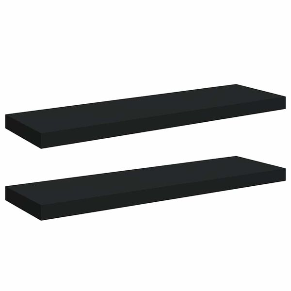 vidaXL Rafturi de perete suspendate 2 buc., negru, 80x23,5x3,8 cm, MDF