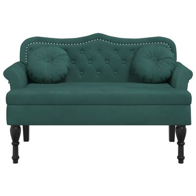 vidaXL Banchetă cu perne, verde închis, 120,5x65x75 cm, catifea