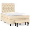 vidaXL Pat box spring cu saltea, crem, 120x200 cm, textil