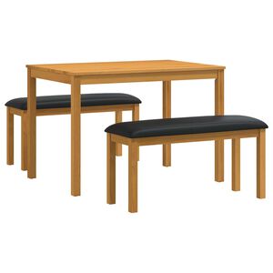 vidaXL Set de dining 3 buc. Negru Lemn de stejar masiv