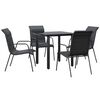 vidaXL Set mobilier de grădină, 5 piese, negru, oțel și textilenă