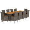 vidaXL Set mobilier de grădină cu perne, 11 piese, gri, poliratan