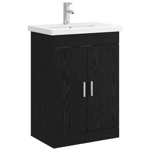 vidaXL Set de mobilier pentru baie Stejar Negru 61 x 40 x 84,5 cm