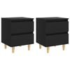 vidaXL Noptiere cu picioare lemn masiv pin, 2 buc., negru, 40x35x50 cm