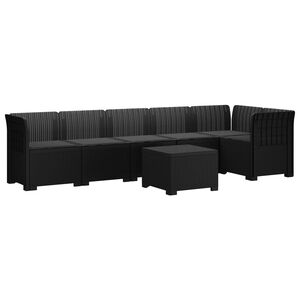 vidaXL Canapea de grădină pentru 6 persoane cu perne aspect ratan PP